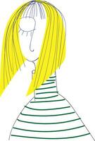 A blonde girl wearing a striped sweater vector or color illustration