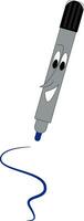 Blue marker with a face on it looks cute vector or color illustration