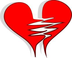 A red heart has broken into two vector or color illustration