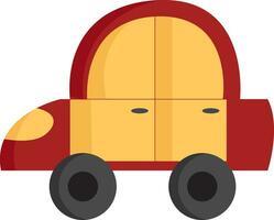 The red and yellow toy car vector or color illustration