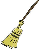 Broom hand drawn design, illustration, vector on white background.