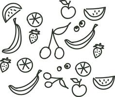 Fruta carrera línea mano dibujado diseño, ilustración, vector en blanco antecedentes.