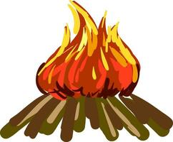 Fire hand drawn design, illustration, vector on white background.