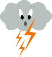 Dark cloud with thunder struck symbolizing the thunderstorm vector color drawing or illustration