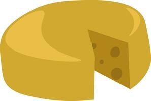 un lleno redondo de Parmigiano Reggiano parcialmente ahuecado fuera dentro un cuenco vector color dibujo o ilustración