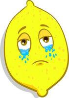A sad crying lemon vector or color illustration