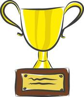 A golden trophy on a stand vector or color illustration