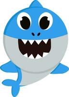 A blue baby shark vector or color illustration