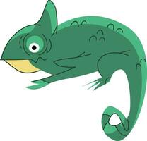 A big green color lizard with the ability to change color called chameleon vector color drawing or illustration