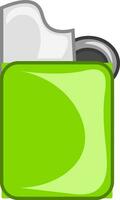 A green zippo or cigarette lighter vector color drawing or illustration