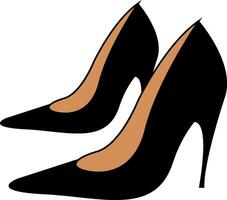 A lovely black high heel pump shoe well-suited for a party dress vector color drawing or illustration