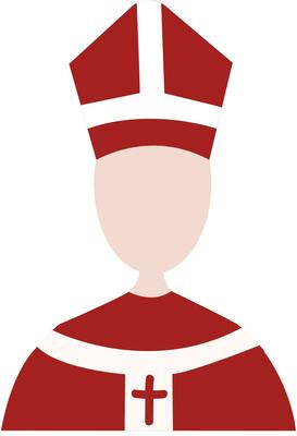 A priest in his traditional Christian monk costume printed with a cross design vector color drawing or illustration