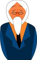 An old man with his long white beard is in his formal suite vector color drawing or illustration