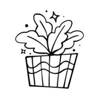 Cute and Aesthetic Plant In Pot Doodle Illustration vector