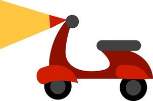 A vintage red scooter with its headlight on is ready for a ride vector color drawing or illustration