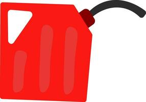 A red oil can with a pump fitted to its mouth can hold oil for lubricating machines vector color drawing or illustration