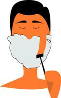 A guy shaving his facial hair using a shaving kit vector color drawing or illustration