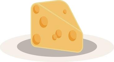 A plate with a portion of cheese to be enjoyed vector color drawing or illustration