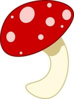 A beautiful mushroom with red and white cap grey stem vector color drawing or illustration