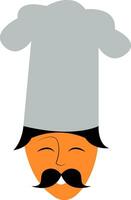 Clipart of the face of a happy chef with his long mustache vector color drawing or illustration