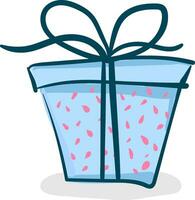 un presente caja envuelto en brillante azul y rosado decorativo papel atado con un cinta y coronado con decorativo arco trabajos especialmente bien para regalos vector color dibujo o ilustración