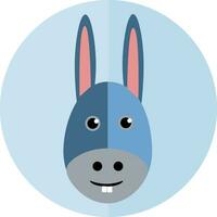 Face of little donkey with its big ears and two bunny teeth vector color drawing or illustration