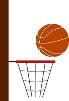 Basketball net and ball depicting a game is in progress vector color drawing or illustration