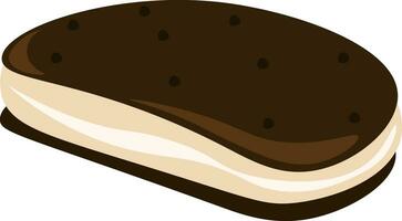 A two-layered ice cream sandwich with chocolate vanilla and strawberry flavor vector color drawing or illustration