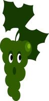 Emoji of a green grape vine with a surprised look vector color drawing or illustration