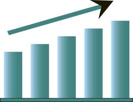 un gráfico bar gráfico y flecha representando hacia arriba crecimiento vector color dibujo o ilustración