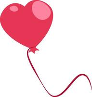 A red heart shape balloon flying high with a long string tied to it vector color drawing or illustration