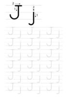 imprimible letra j alfabeto rastreo hoja de cálculo vector