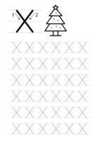 Printable letter X alphabet tracing worksheet vector