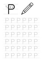 Printable letter P alphabet tracing worksheet vector