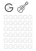 Printable letter G alphabet tracing worksheet vector