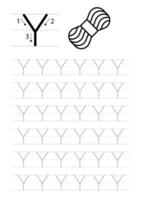 Printable letter Y alphabet tracing worksheet vector