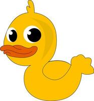 A yellow rubber duck with red bill generally used as children's bath time play toy vector color drawing or illustration