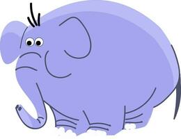 Drawing of a big blue elephant with long trunk vector color drawing or illustration