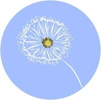 Clipart of beautiful dandelion flower in blue background vector color drawing or illustration