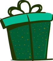 un brillante y hermosa verde presente caja atado con un cinta y coronado con decorativo arco trabajos especialmente bien para regalos vector color dibujo o ilustración