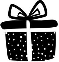 A beautiful black and white polka dot paper wrapped present box tied with a ribbon and topped with decorative bow works especially well for gifts vector color drawing or illustration