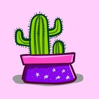 Two lively cactus plants potted for indoor decoration provides extra style to the space occupied vector color drawing or illustration