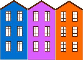 Apartment buildings painted in bright colors vector color drawing or illustration