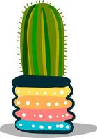 Drawing of a tall cactus plant in a designer flower pot provides extra style to the space occupied vector color drawing or illustration