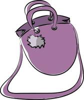 Painting of a purple sling bag with round handle vector color drawing or illustration