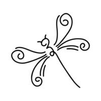 Dragonfly Line Art Doodle Illustration,  Simple and minimalist insect dragonfly logo design. Outline dragonfly logo vector