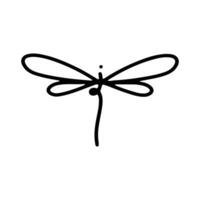 Dragonfly Line Art Doodle Illustration,  Simple and minimalist insect dragonfly logo design. Outline dragonfly logo vector