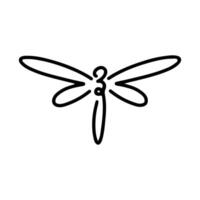 Dragonfly Line Art Doodle Illustration,  Simple and minimalist insect dragonfly logo design. Outline dragonfly logo vector