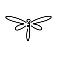 Dragonfly Line Art Doodle Illustration,  Simple and minimalist insect dragonfly logo design. Outline dragonfly logo vector