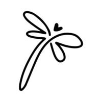 Dragonfly Line Art Doodle Illustration,  Simple and minimalist insect dragonfly logo design. Outline dragonfly logo vector